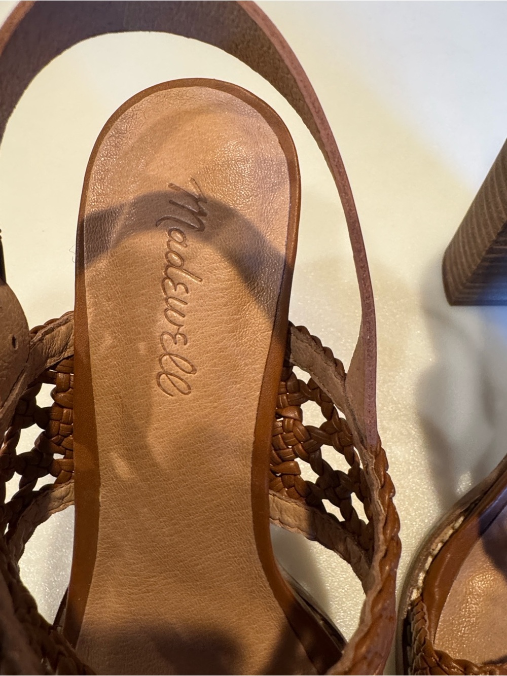 Madewell Tan Woven Leather Block Heel Sandals - Picture 5 of 5
